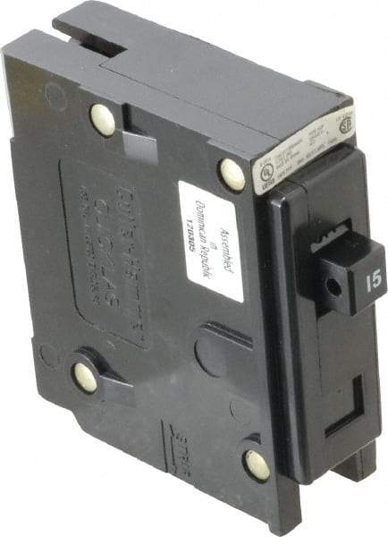 Eaton Cutler-Hammer - 15 Amp, 120/240 VAC, 24 VDC, 48 VDC, 80 VDC, 1 Pole, Plug In Miniature Circuit Breaker - Thermal Magnetic Trip, 14-4 AWG, 2-3/8 Inch Deep x 2-15/16 Inch High x 1 Inch Wide - Benchmark Tooling