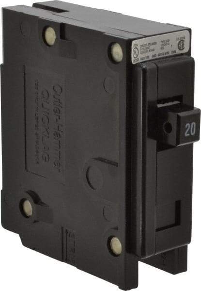 Eaton Cutler-Hammer - 20 Amp, 120/240 VAC, 24 VDC, 48 VDC, 80 VDC, 1 Pole, Plug In Miniature Circuit Breaker - Thermal Magnetic Trip, 14-4 AWG, 2-3/8 Inch Deep x 2-15/16 Inch High x 1 Inch Wide - Benchmark Tooling