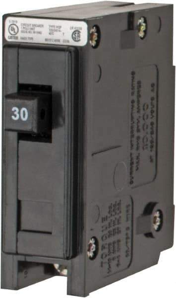 Eaton Cutler-Hammer - 30 Amp, 120/240 VAC, 24 VDC, 48 VDC, 80 VDC, 1 Pole, Plug In Miniature Circuit Breaker - Thermal Magnetic Trip, 14-4 AWG, 2-3/8 Inch Deep x 2-15/16 Inch High x 1 Inch Wide - Benchmark Tooling