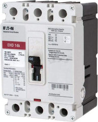 Eaton Cutler-Hammer - 100 Amp, 250 VDC, 480 VAC, 3 Pole, Molded Case Circuit Breaker - Thermal Magnetic Trip, 18 kA at 240 VAC Breaking Capacity, 14-1/0 AWG, 3-3/8 Inch Deep x 6 Inch High x 4-1/8 Inch Wide - Benchmark Tooling