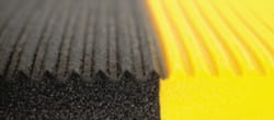 Anti-Fatigue Mat: 720″ Length, 24″ Wide, 1/2″ Thick, Vinyl, Beveled Edge, Medium-Duty Ribbed, Black & Yellow, Dry