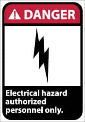 NMC - "Danger - Electrical Hazard - Authorized Personnel Only", 14" Long x 10" Wide, Pressure-Sensitive Vinyl Safety Sign - Rectangle, 0.004" Thick, Use for Accident Prevention - Benchmark Tooling