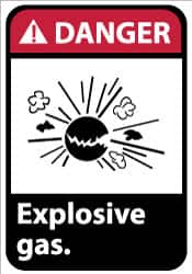 NMC - "Danger - Explosive Gas", 14" Long x 10" Wide, Pressure-Sensitive Vinyl Safety Sign - Rectangle, 0.004" Thick, Use for Accident Prevention - Benchmark Tooling