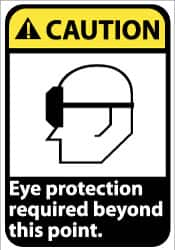 NMC - "Caution - Eye Protection Required Beyond This Point", 14" Long x 10" Wide, Rigid Plastic Safety Sign - Rectangle, 0.05" Thick, Use for Accident Prevention - Benchmark Tooling