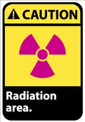 NMC - "Caution - Radiation Area", 14" Long x 10" Wide, Rigid Plastic Safety Sign - Rectangle, 0.05" Thick, Use for Accident Prevention - Benchmark Tooling