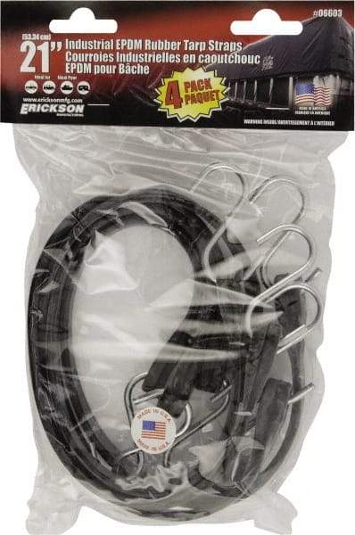 Erickson Manufacturing - Tarp Strap with S Hook - 21" OAL, Black - Benchmark Tooling