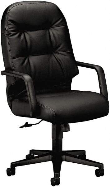 Hon - 25" High Pneumatic Height Adjustable Chair - 22" Wide x 18" Deep, Leather, Memory Foam Seat, Black - Benchmark Tooling