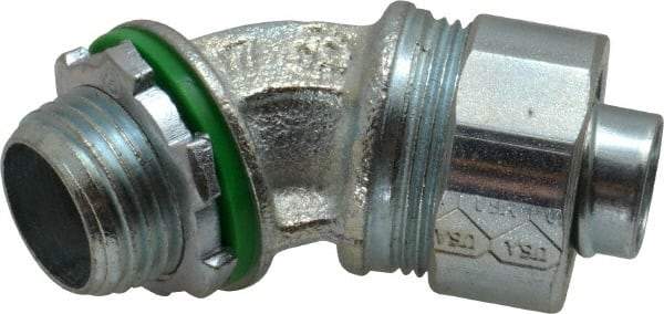 Cooper Crouse-Hinds - 1/2" Trade, Malleable Iron Threaded Angled Liquidtight Conduit Connector - Noninsulated - Benchmark Tooling