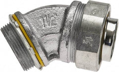 Cooper Crouse-Hinds - 1-1/2" Trade, Malleable Iron Threaded Angled Liquidtight Conduit Connector - Noninsulated - Benchmark Tooling