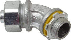 Cooper Crouse-Hinds - 3/8" Trade, Malleable Iron Threaded Angled Liquidtight Conduit Connector - Noninsulated - Benchmark Tooling