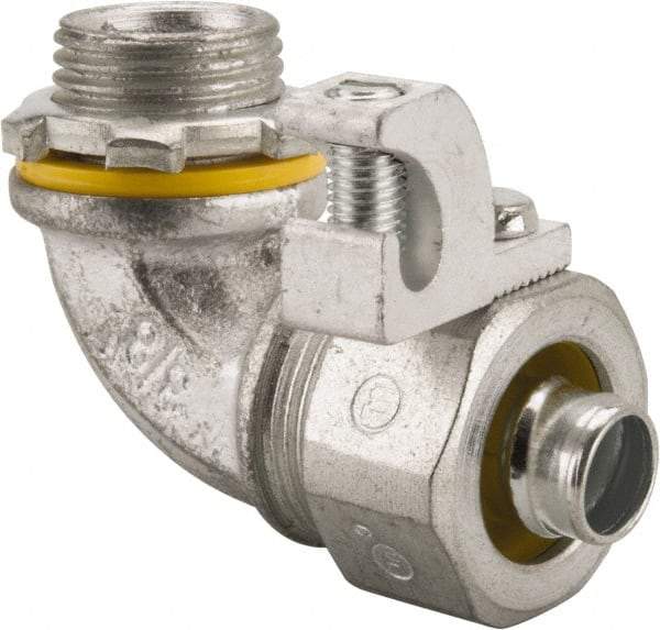 Cooper Crouse-Hinds - 3/8" Trade, Malleable Iron Threaded Angled Liquidtight Conduit Connector - Noninsulated - Benchmark Tooling