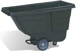 Rubbermaid - 300 Lb Load Capacity, 1/2 Cu Yd, Plastic Tilt Truck - 28" Wide x 56-3/4" Long x 38-5/8" High, Black - Benchmark Tooling