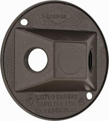 Cooper Crouse-Hinds - 2 Outlet, 1/2" Hole Diam, Powder Coat Finish, Round Noncorrosive Weatherproof Box Cover - 4-1/2" Wide x 9/16" High, Wet Locations, Aluminum, UL Listed - Benchmark Tooling