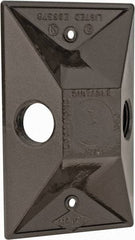 Cooper Crouse-Hinds - 2 Outlet, 1/2" Hole Diam, Powder Coat Finish, Rectangle Noncorrosive Weatherproof Box Cover - 4-5/8" Long x 2-7/8" Wide x 1-1/16" High, Wet Locations, Aluminum, UL Listed - Benchmark Tooling