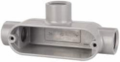 Cooper Crouse-Hinds - Form 5, T Body, 1/2" Trade, IMC, Rigid Aluminum Conduit Body - Oval/Rectangle, 4.82" OAL, 4.35 cc Capacity, Silver - Benchmark Tooling