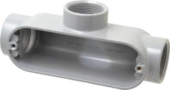 Cooper Crouse-Hinds - Form 5, T Body, 1-1/2" Trade, IMC, Rigid Aluminum Conduit Body - Oval/Rectangle, 8.45" OAL, 33.1 cc Capacity, Silver - Benchmark Tooling