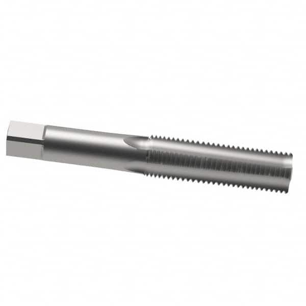 Interstate - 5/8-11 UNC 3B 4 Flute Bright Finish High Speed Steel Straight Flute Standard Hand Tap - Plug, Left Hand Thread, 3-13/16" OAL, H3 Limit, Oversize - Exact Industrial Supply