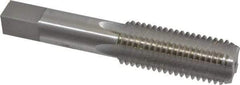 Interstate - 7/8-9 UNC 3B 4 Flute Bright Finish High Speed Steel Straight Flute Standard Hand Tap - Bottoming, Left Hand Thread, 4-11/16" OAL, 2-7/32" Thread Length, H4 Limit, Oversize - Exact Industrial Supply