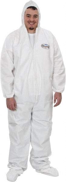 KleenGuard - Size 4XL Film Laminate General Purpose Coveralls - White, Zipper Closure, Elastic Cuffs, with Boots, Serged Seams - Benchmark Tooling