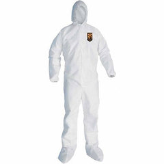 KleenGuard - Size 3XL SMS General Purpose Coveralls - White, Zipper Closure, Elastic Cuffs, with Boots, Serged Seams - Benchmark Tooling