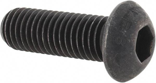 Value Collection - M12x1.75 Metric Coarse Hex Socket Drive, Button Screw - Grade 12.9 Alloy Steel, Black Oxide Finish, Fully Threaded, 35mm Length Under Head - Benchmark Tooling