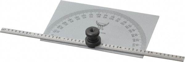 PEC Tools - 0 to 6 Inch Rule Measurement Range, 0 to 180° Angle Measurement Range, Rectangle Head Tempered Steel Protractor and Depth Gage - 1° Angle Graduation, 3-5/16 Inch Head Length, 2 Inch Head Width - Benchmark Tooling