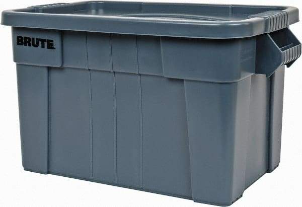 Rubbermaid - 20 Gal, 400 Lb Load Capacity Gray Polypropylene Tote Container - Nesting, 27.9" Long x 17.4" Wide x 15.1" High, Lid Included - Benchmark Tooling