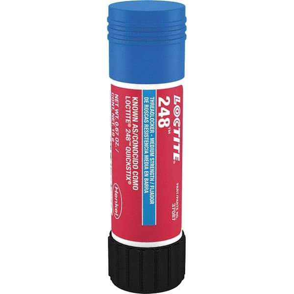 Loctite - 19 g Stick, Blue, Medium Strength Semisolid Threadlocker - Series 248, 24 hr Full Cure Time, Hand Tool, Heat Removal - Benchmark Tooling