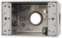 Cooper Crouse-Hinds - 1 Gang, (3) 3/4" Knockouts, Aluminum Rectangle Outlet Box - 4-1/4" Overall Height x 2-7/8" Overall Width x 2-21/32" Overall Depth, Weather Resistant - Benchmark Tooling