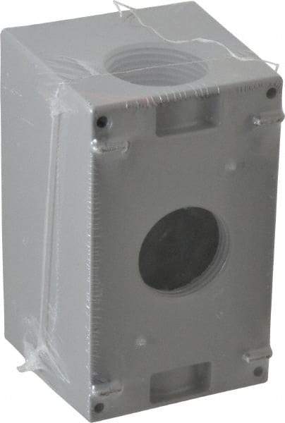 Cooper Crouse-Hinds - 1 Gang, (3) 1" Knockouts, Aluminum Rectangle Outlet Box - 4-1/4" Overall Height x 2-7/8" Overall Width x 2-21/32" Overall Depth, Weather Resistant - Benchmark Tooling