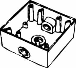 Cooper Crouse-Hinds - 2 Gang, (3) 1/2" Knockouts, Aluminum Rectangle Outlet Box - 4-9/16" Overall Height x 4-5/8" Overall Width x 2-1/16" Overall Depth, Weather Resistant - Benchmark Tooling