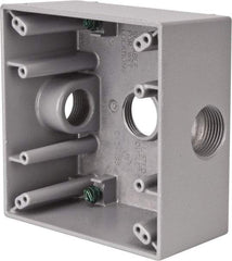 Cooper Crouse-Hinds - 2 Gang, (3) 3/4" Knockouts, Aluminum Rectangle Outlet Box - 4-9/16" Overall Height x 4-5/8" Overall Width x 2-1/16" Overall Depth, Weather Resistant - Benchmark Tooling