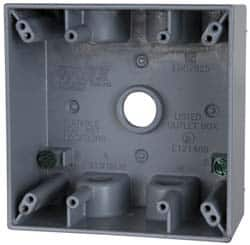 Cooper Crouse-Hinds - 2 Gang, (5) 1/2" Knockouts, Aluminum Rectangle Outlet Box - 4-9/16" Overall Height x 4-5/8" Overall Width x 2-1/16" Overall Depth, Weather Resistant - Benchmark Tooling