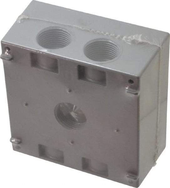 Cooper Crouse-Hinds - 2 Gang, (5) 3/4" Knockouts, Aluminum Rectangle Outlet Box - 4-9/16" Overall Height x 4-5/8" Overall Width x 2-1/16" Overall Depth, Weather Resistant - Benchmark Tooling