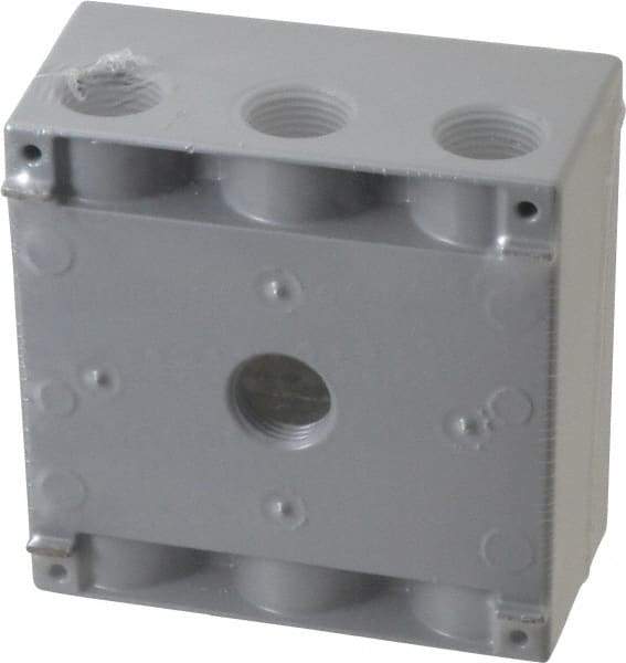 Cooper Crouse-Hinds - 2 Gang, (7) 1/2" Knockouts, Aluminum Rectangle Outlet Box - 4-9/16" Overall Height x 4-5/8" Overall Width x 2-1/16" Overall Depth, Weather Resistant - Benchmark Tooling