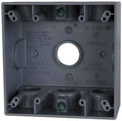 Cooper Crouse-Hinds - 2 Gang, (7) 3/4" Knockouts, Aluminum Rectangle Outlet Box - 4-9/16" Overall Height x 4-5/8" Overall Width x 2-1/16" Overall Depth, Weather Resistant - Benchmark Tooling