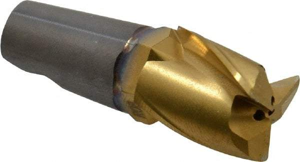 Seco - MM16 M06 Grade F40M Carbide End Milling Tip Insert - TiAlN/TiN Finish, 3 Flutes, 5/8" Cutting Diam, 0.758" Depth of Cut, 0.965" Extension, 0.031" Cnr Rad - Benchmark Tooling