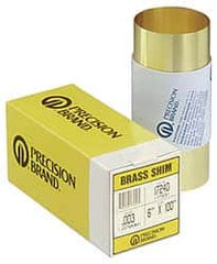 Precision Brand - 100 Inch Long x 6 Inch Wide x 0.005 Inch Thick, Roll Shim Stock - Brass - Benchmark Tooling