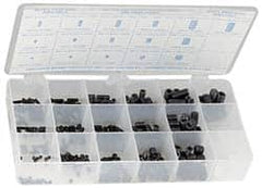 Precision Brand - 375 Piece, M3x0.50 to M8x1.25, Alloy Steel Set Screw Assortment - Hex Head, Hex Drive, 3 to 16mm Long - Benchmark Tooling