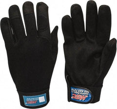 MSC - Size S (7) Amara Work Gloves - For Mechanic's & Lifting, Uncoated, Hook & Loop Cuff, Full Fingered, Black, Paired - Benchmark Tooling