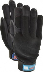 MSC - Size M (8) Amara Work Gloves - For Mechanic's & Lifting, Uncoated, Hook & Loop Cuff, Full Fingered, Black, Paired - Benchmark Tooling