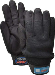 MSC - Size L (9) Amara Work Gloves - For Mechanic's & Lifting, Uncoated, Hook & Loop Cuff, Full Fingered, Black, Paired - Benchmark Tooling