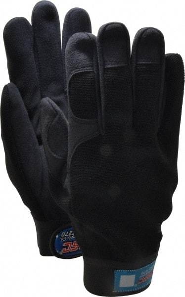 MSC - Size XL (10) Amara Work Gloves - For Mechanic's & Lifting, Uncoated, Hook & Loop Cuff, Full Fingered, Black, Paired - Benchmark Tooling