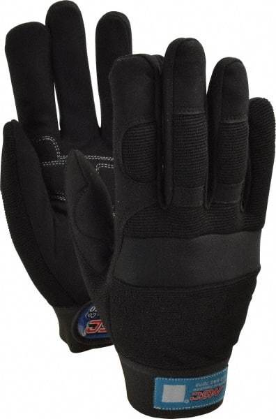 MSC - Size S (7) Amara with Padding Anti-Vibration/Impact Protection Work Gloves - For Mechanic's & Lifting, Uncoated, Hook & Loop Cuff, Full Fingered, Black, Paired - Benchmark Tooling