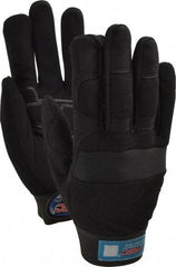 MSC - Size S (7) Amara with Padding Anti-Vibration/Impact Protection Work Gloves - For Mechanic's & Lifting, Uncoated, Hook & Loop Cuff, Full Fingered, Black, Paired - Benchmark Tooling