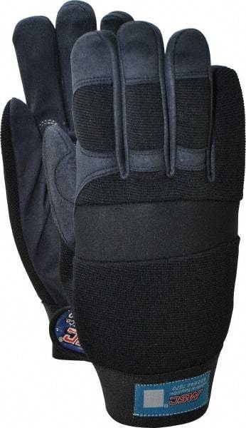 MSC - Size XL (10) Amara with Padding Anti-Vibration/Impact Protection Work Gloves - For Mechanic's & Lifting, Uncoated, Hook & Loop Cuff, Full Fingered, Black, Paired - Benchmark Tooling