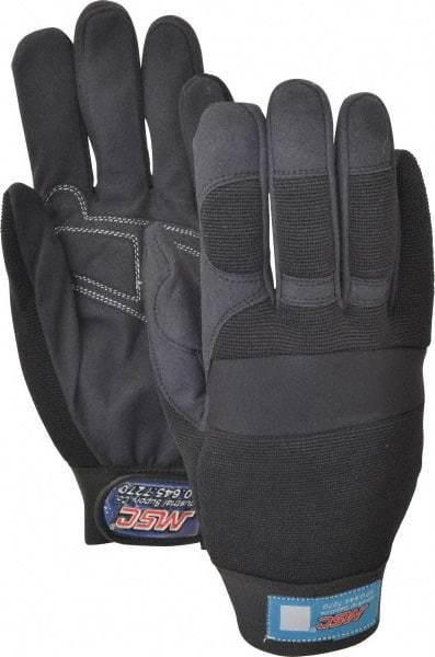 MSC - Size 2XL (11) Amara with Padding Anti-Vibration/Impact Protection Work Gloves - For Mechanic's & Lifting, Uncoated, Hook & Loop Cuff, Full Fingered, Black, Paired - Benchmark Tooling