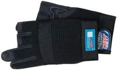 MSC - Size S (7) Amara with Padding Anti-Vibration/Impact Protection Work Gloves - For Mechanic's & Lifting, Uncoated, Hook & Loop Cuff, (3) Half Fingered/(2) Full Fingered, Black, Paired - Benchmark Tooling