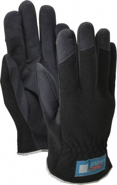 MSC - Size S (7) Amara Work Gloves - For Mechanic's & Lifting, Uncoated, Slip-On Cuff, Full Fingered, Black, Paired - Benchmark Tooling