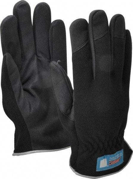 MSC - Size M (8) Amara Work Gloves - For Mechanic's & Lifting, Uncoated, Slip-On Cuff, Full Fingered, Black, Paired - Benchmark Tooling